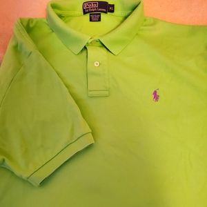 Lime Green Polo Shirt w purple horse